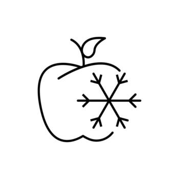 Frozen Apple Minimalistic Thin Line Icon for Web and Graphic Design, Apps, Banners, Social Network and Cards vector