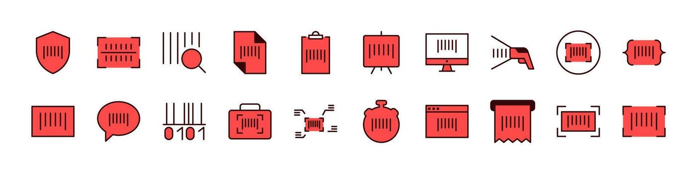 Barcode Filled Color Icon Pack. Minimalistic Linear Pictogram for Web and Graphic Design, Apps, Banners, Social Network and Cards vector