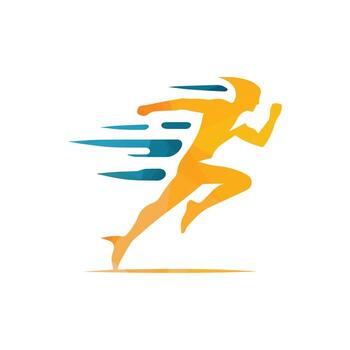 Abstract Vibrant Graphic of a Running Athlete Embracing Speed and Dynamism vector