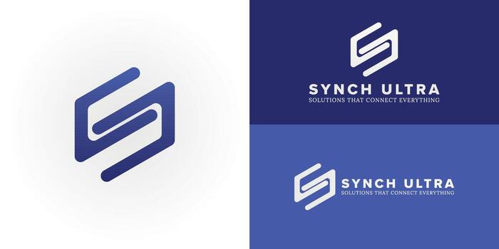 An inventive SU monogram symbolizes a technology and software company. The emblem's clean, interconnected design represents seamless unity, modern solutions, and digital security. vector