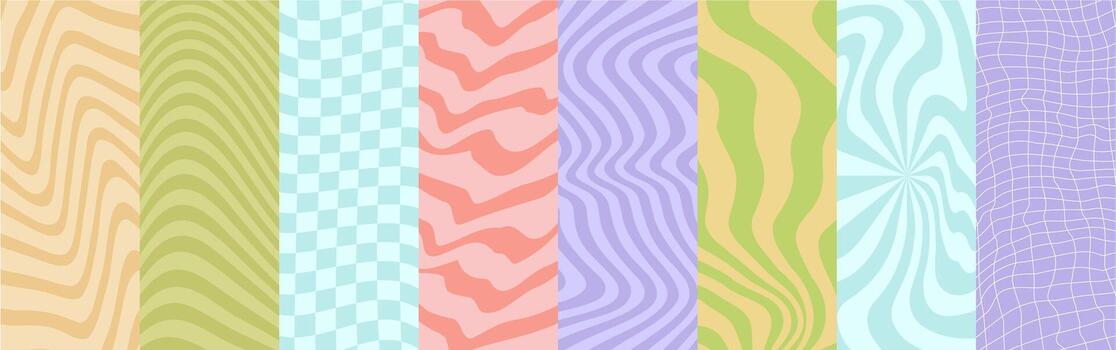 Groovy psychedelic geometric pattern backgrounds vector