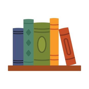 A shelf with colorful books. illustration in flat style. vector