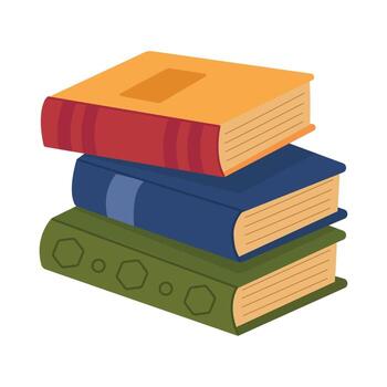 A stack of books with colorful covers. illustration isolated on a white background. Flat style design. vector