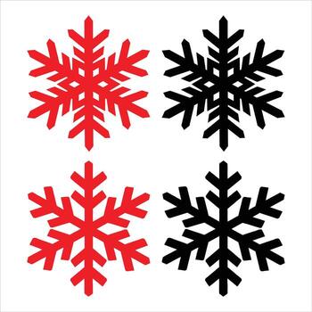 Christmas four snowflakes isolated on white background, two red and two black, arranged in square design elements vector