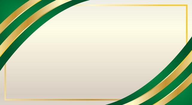 Green gold gradient abstract curve corner border for certificate vector