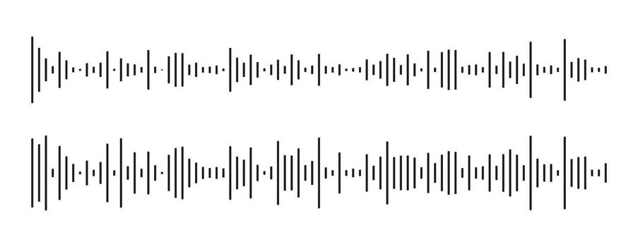 Elements for mobile messenger, podcast online radio, music player interface or app. Template of voice message. Equalizer symbols set. Waveform patterns. Audio chat speech sound wave icons collection. vector