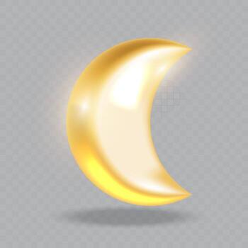 Smooth Golden Moon with Rounded Gloss for Elegant Night Themed Graphics and Product Labels vector