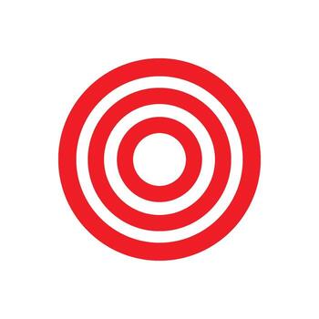 A red line art icon of a bullseye with a crosshair inside, combining a classic target with a precision reticle. vector
