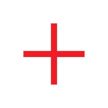 A red line art icon of a simple plus sign, often used as a minimalist crosshair or an indicator for addition. vector