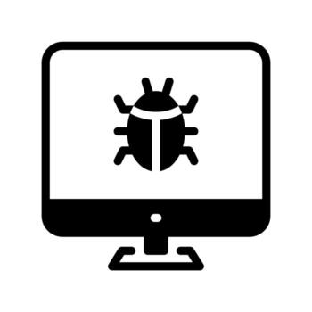Computer Virus or Software Bug Detected, a Bug Icon on a Computer Monitor Screen, a Concept for Antivirus Software, Cybersecurity, and IT Support. vector