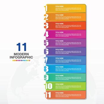 Infographic template and number with 11 steps, process or options vector