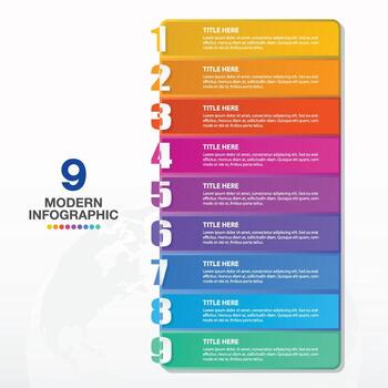 Square infographic template and number with 9 steps vector