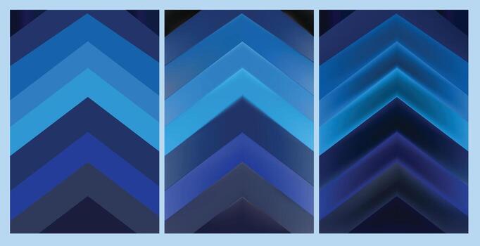 Set of abstract blue black design with triangle arrow in theme of futuristic. vector