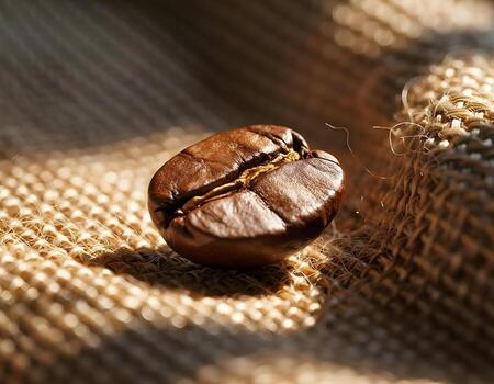 coffee bean on burlap fabric photo