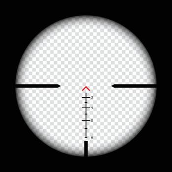 Sniper scope crosshairs view. sniper sight with measurement marks. sniper scope template. rifle optical sight vector