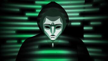 escondido hacker com uma mascarar codificação video