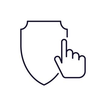 Hand Cursor by Shield Outline Image for Graphic and Web Design, Apps, Adverts, Various Cards vector