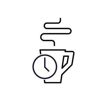 Coffee Time Minimalistic Thin Line Icon for Web and Graphic Design, Apps, Banners, Social Network and Cards vector