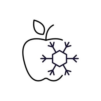 Frozen Apple Outline Linear Sign for Graphic and Web Design, Apps, Adverts, Various Cards vector