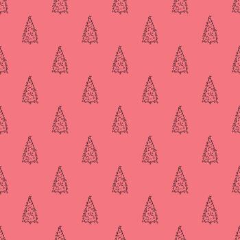 sketch print Seamless pattern with geometric minimal scandinavian Christmas tree doodle for decorative print, wrapping paper, greeting cards and fabric vector