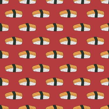 sketch print Seamless pattern with sushi for decorative print, wrapping paper, menu, wallpaper and fabric vector