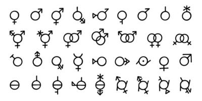 diversity Set of hand drawn gender identity icon Symbol used to represent sex and gender Diversity of genders vector