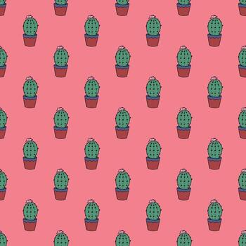 sketch print Seamless pattern with cactus doodle for decorative print, wrapping paper, greeting cards and fabric vector