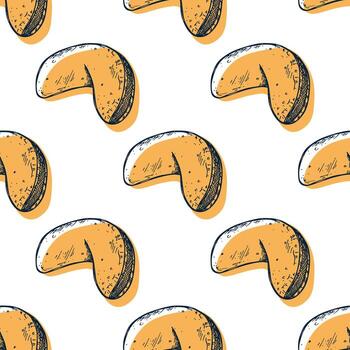 sketch print Seamless pattern with fortune cookies for decorative print, wrapping paper, greeting cards, wallpaper and fabric vector