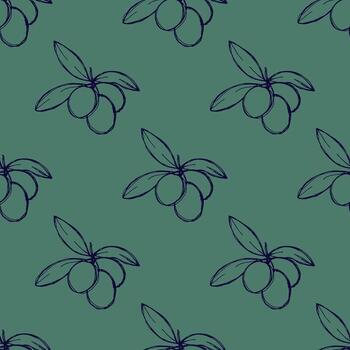 sin costura modelo con aceituna ramas para decorativo imprimir, envase papel, saludo tarjetas, fondo de pantalla y tela bosquejo impresión vector