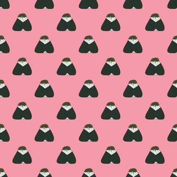 sketch print Seamless pattern with onigiri for decorative print, wrapping paper, menu, wallpaper and fabric vector
