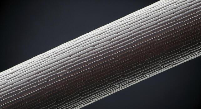 Microscopic Close-up of a Plant Stem Revealing Detailed Cellular Structure, Showing Interlocking Cells and Complex Texture in High Resolution. photo