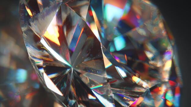 Close-Up of Sparkling Crystal Gemstone with Colorful Reflections and Light Play photo