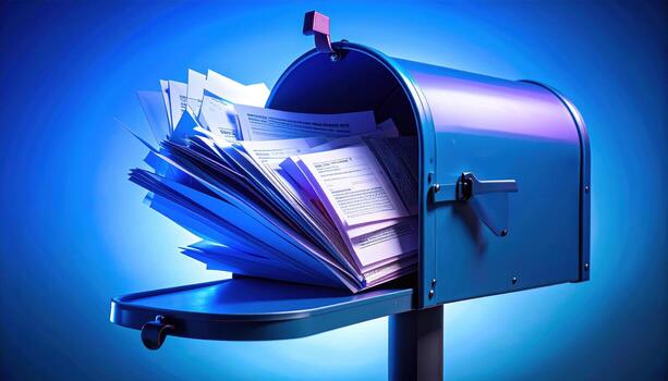 A mailbox with papers inside photo