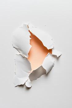 Peeling white paper reveals an inner layer of warm peach, creating an interesting texture photo