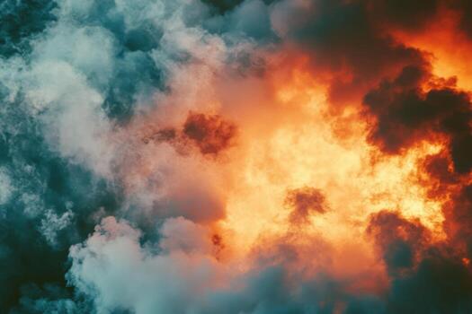 A large explosion in the sky with clouds photo