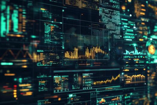 A close up of a computer screen with many different types of data photo