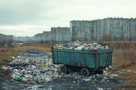 A trash can full of garbage photo