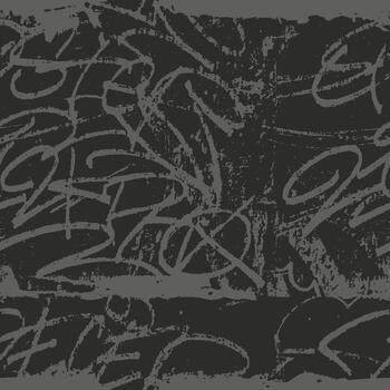 Monochrome black and white background with letter and tags. Graffiti seamless handwriting pattern. Grunge style textile print for wrapping paper, cover and poster vector