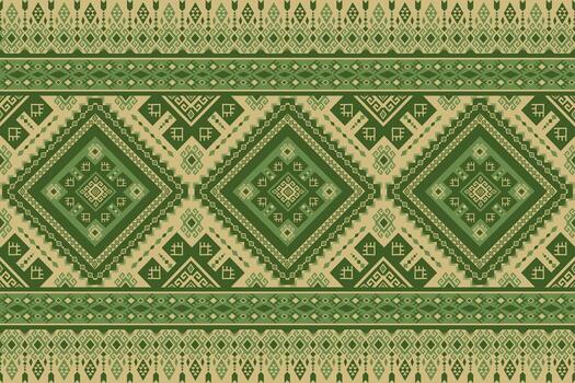 green ethnic geometric pattern in native style vector