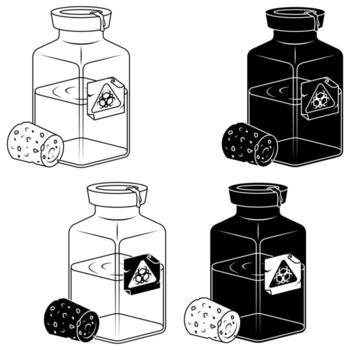 container with biohazard substance with label and cork,Glass bottle with biohazard substance with cork vector