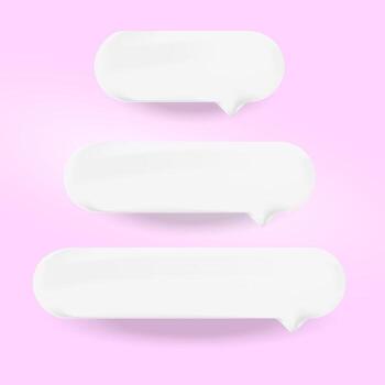 Blank Speech Bubble Set in Glossy White for Flexible Chat or Message UI vector