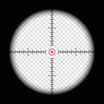 Realistic scope crosshairs view. sniper sight with measurement marks. sniper scope template vector