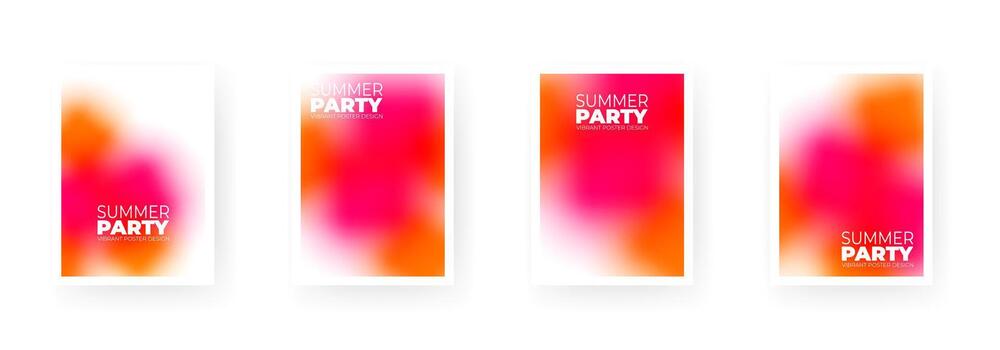 Vibrant summer party text on posters with gradient background. Bright colorful design layout vector