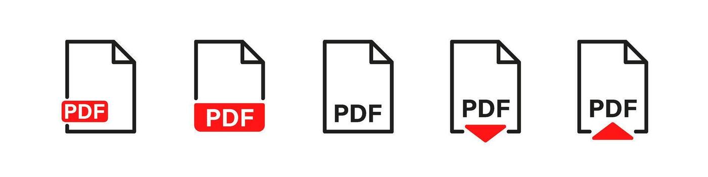 Pdf file format type icon. Document page button. vector