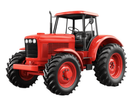 classic red tractor with large tires, showcasing its robust design and functionality. This vehicle is perfect for agricultural tasks and evokes sense of nostalgia png