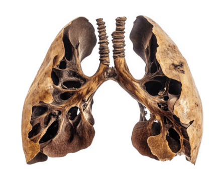 Isolated human lungs displayed on transparency background, showcasing intricate details of respiratory system. This highlights structure and function of lungs png
