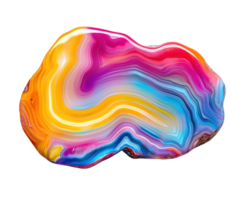 vistoso ágata rebanada con vibrante remolinos de amarillo, rosa, azul, y púrpura, aislado en transparencia fondo, exhibiendo sus único patrones y texturas png