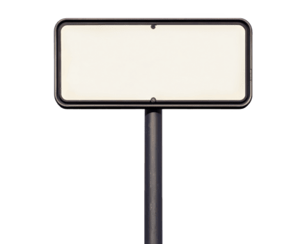 Blank street sign isolated on transparency background, perfect for customization or signage needs. Ideal for various projects requiring clear, empty space for text or graphics png
