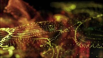 vivace e energico astratto sfondo con un' sciame di incandescente, multicolore particelle in movimento e vorticoso nel un' dinamico, caotico danza. video