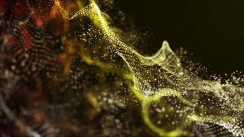 dynamic and abstract visual of glowing particles forming intricate, flowing wave patterns, perfect for a modern technology or energetic background. video